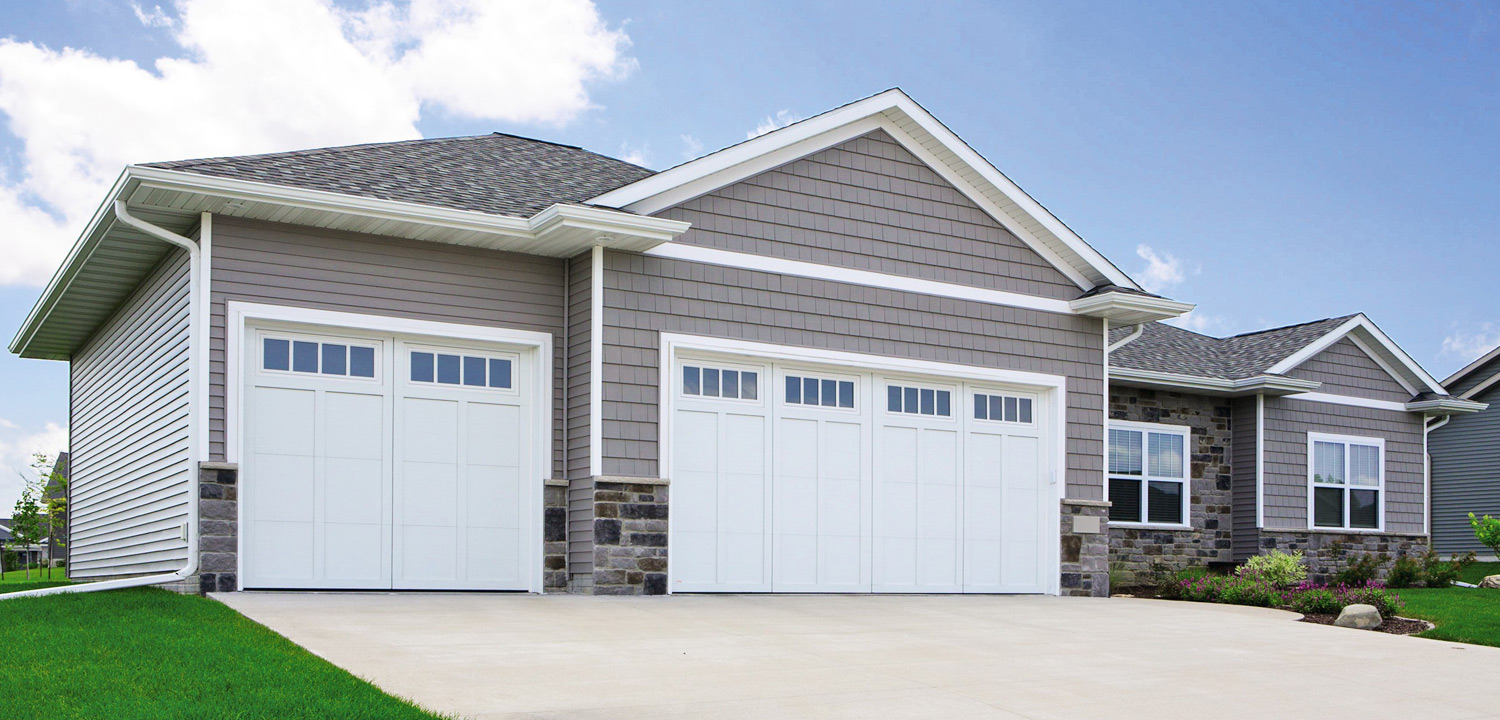 Residential paneled garage doors